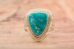 Native American Jewelry Blue Kingman Turquoise Sterling Silver Ring